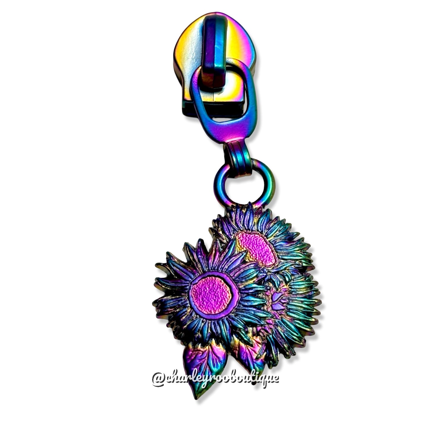 Zipper Pull, Sunflower Cluster, Matte Rainbow