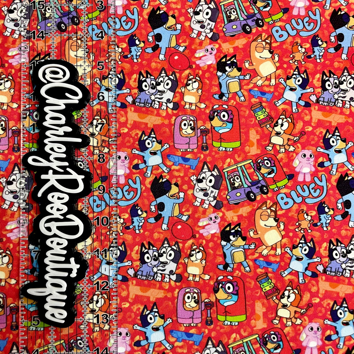 Exclusive, 9x14 Tumbler Cut, Custom Fabric, CottonSpandex, High Quality, Tumbler Fabric, CRB, Long Dog, Bluey Fire Leopard