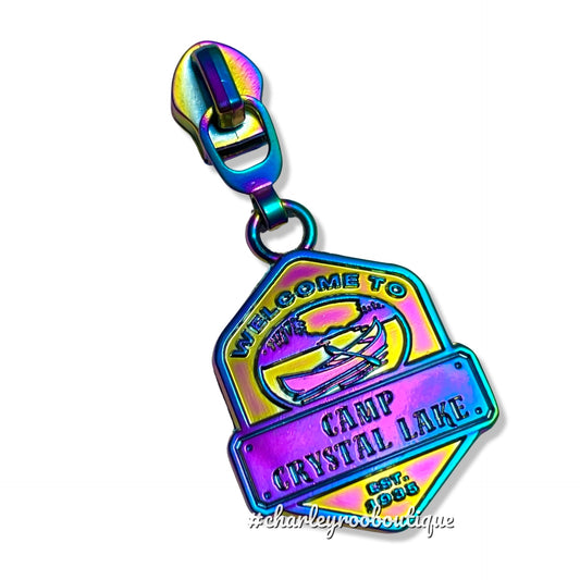 Zipper Pull, Horror, Camp Crystal, Matte Rainbow