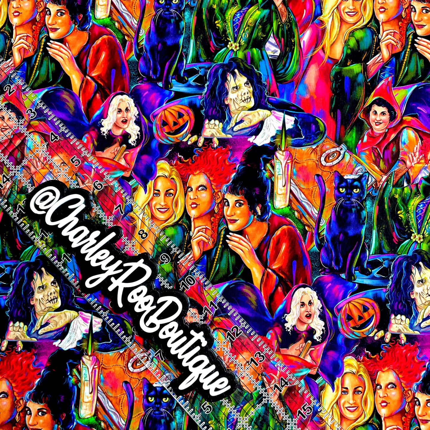 9x14 Tumbler Cut, Custom Fabric, CottonSpandex, High Quality, Mask Cut, Tumbler Fabric, Halloween, Hocus, Sisters, Spell, Glorious Morning, Stacked
