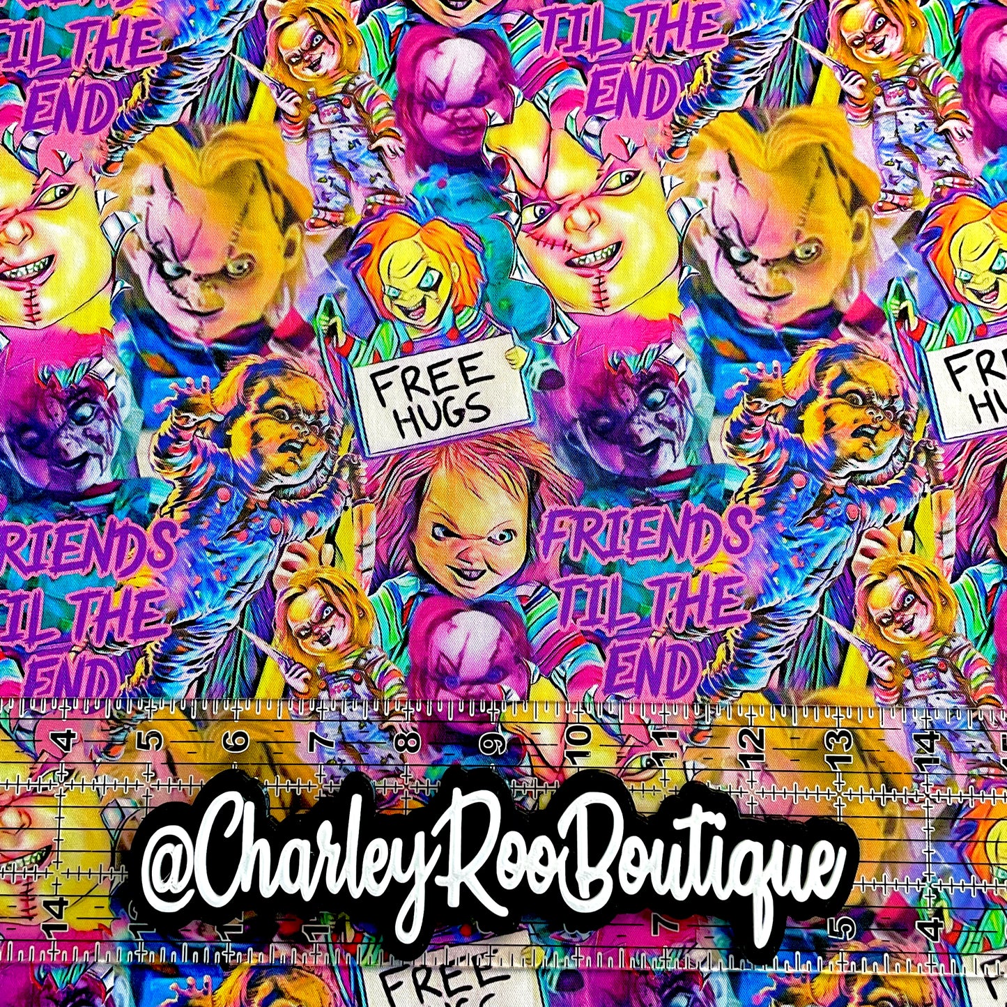 9x14 Tumbler Cut, Custom Fabric, CW Cotton Woven, High Quality, Mask Cut, Tumbler Fabric, Pastel Neon Chucky