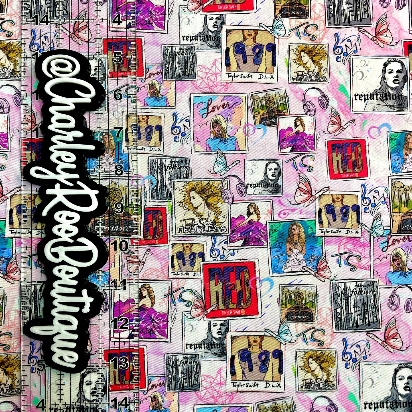 9x14 Tumbler Cut, Custom Fabric, CW Cotton Woven, High Quality, Tumbler Fabric, Swiftie, Artistic TSwift Records