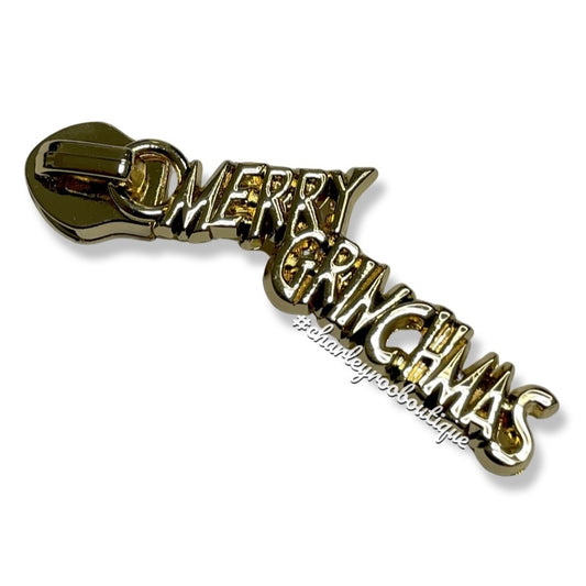 Zipper Pull, Merry Grinchmas, Gold