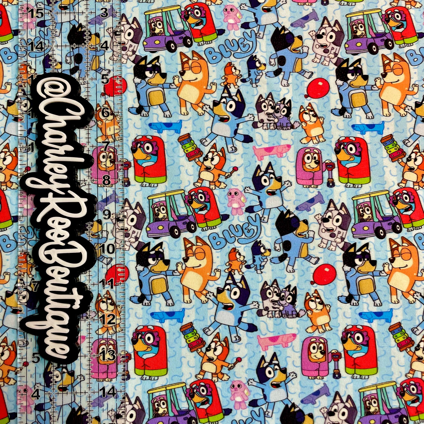 Exclusive, 9x14 Tumbler Cut, Custom Fabric, CottonSpandex, High Quality, Tumbler Fabric, CRB, Long Dog, Bluey Stripe