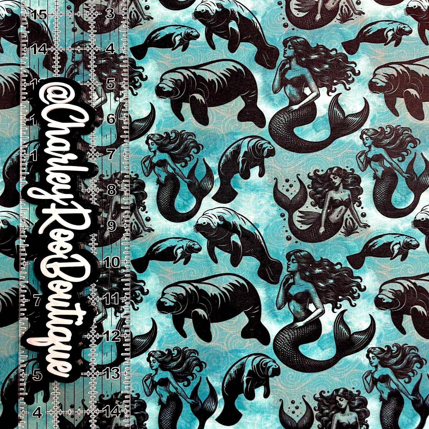 Exclusive, 9x14 Tumbler Cut, Custom Fabric, CW Cotton Woven, High Quality, Tumbler Fabric, Mermaids & Manatees