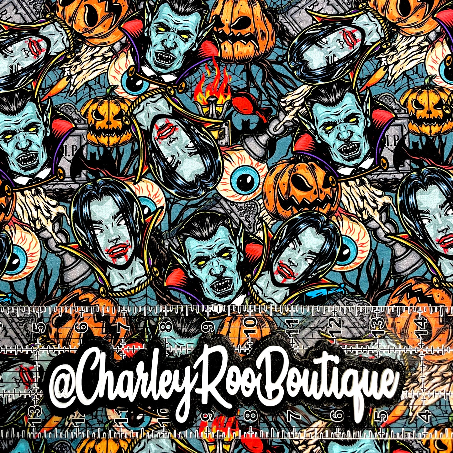 9x14 Tumbler Cut, Custom Fabric, CottonSpandex, High Quality, Mask Cut, Tumbler Fabric, Halloween Nightmares