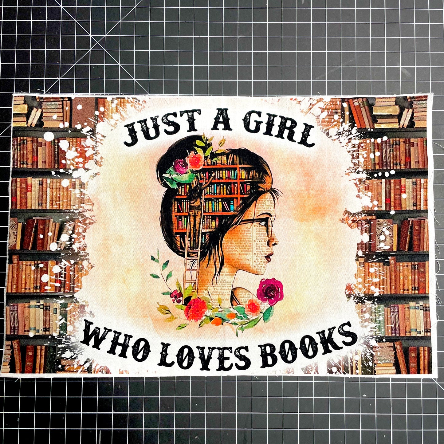9x14 Tumbler Cut, Custom Fabric, CW Cotton Woven, High Quality, Mask Cut, Tumbler Fabric, Book Girl, Precut