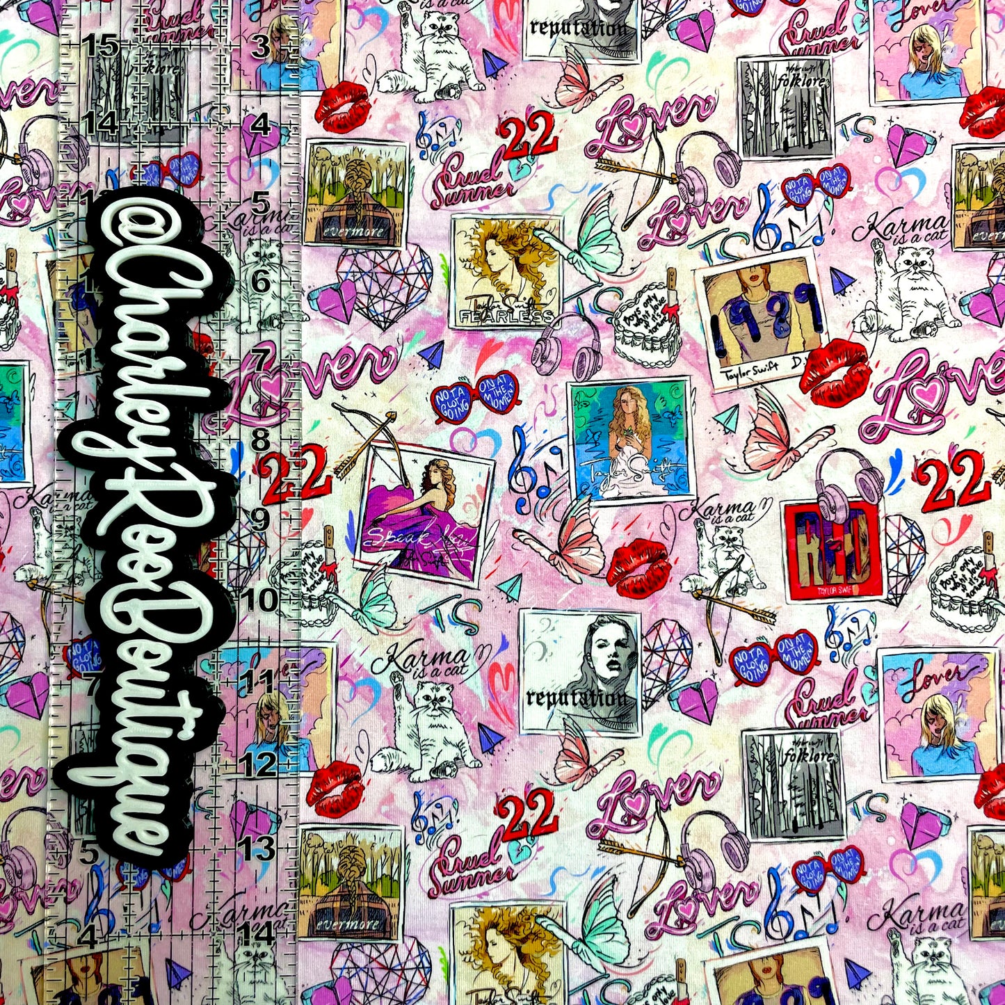 9x14 Tumbler Cut, Custom Fabric, CottonSpandex, High Quality, Mask Cut, Tumbler Fabric, Swiftie, Artistic Tswift Elements