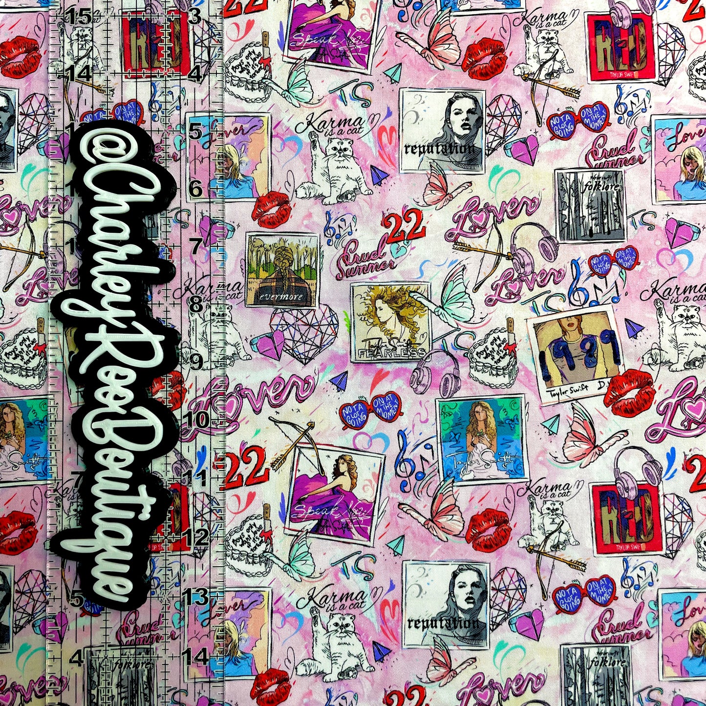 9x14 Tumbler Cut, Custom Fabric, CW Cotton Woven, High Quality, Tumbler Fabric, Swiftie, Artistic TSwift Elements