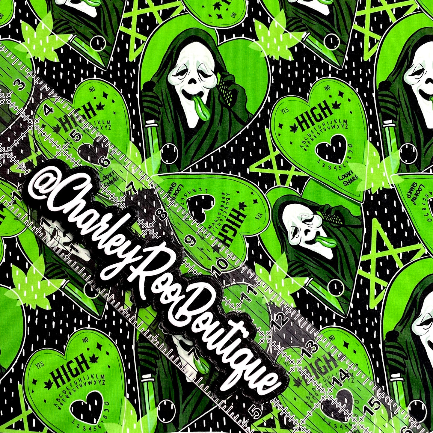 9x14 Tumbler Cut, Custom Fabric, CottonSpandex, High Quality, Mask Cut, Tumbler Fabric, Green, Weed, Stoner Scream