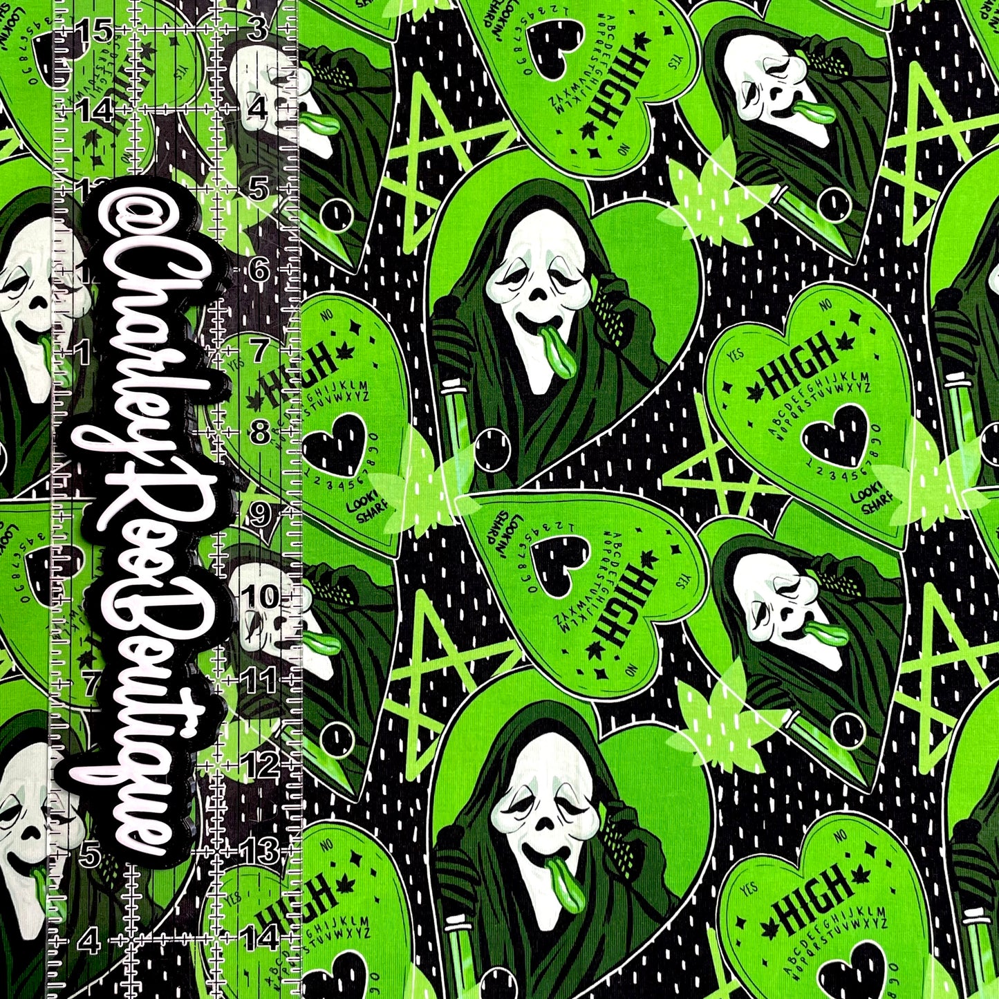 9x14 Tumbler Cut, Custom Fabric, CottonSpandex, High Quality, Mask Cut, Tumbler Fabric, Green, Weed, Stoner Scream