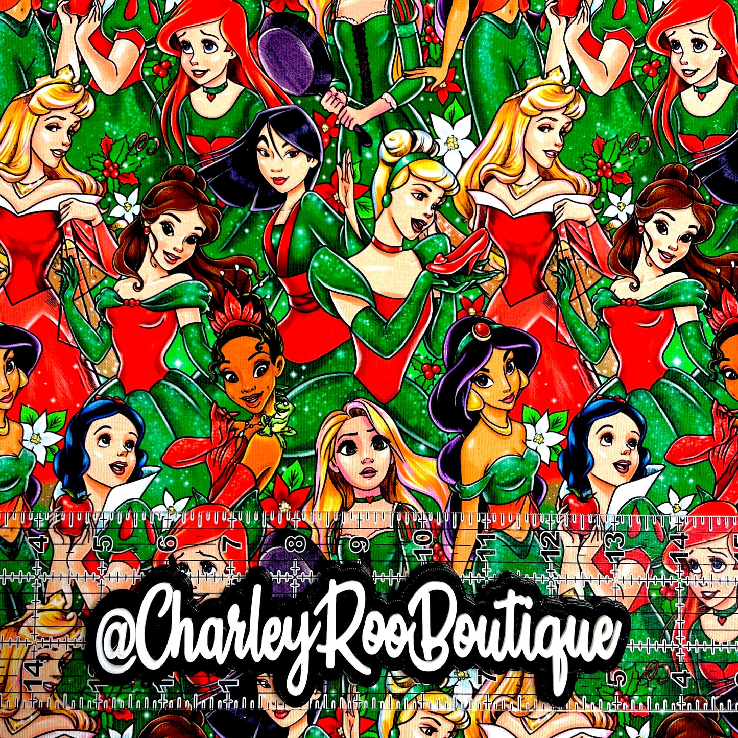 9x14 Tumbler Cut, Custom Fabric, CottonSpandex, High Quality, Mask Cut, Tumbler Fabric, Holiday Princesses