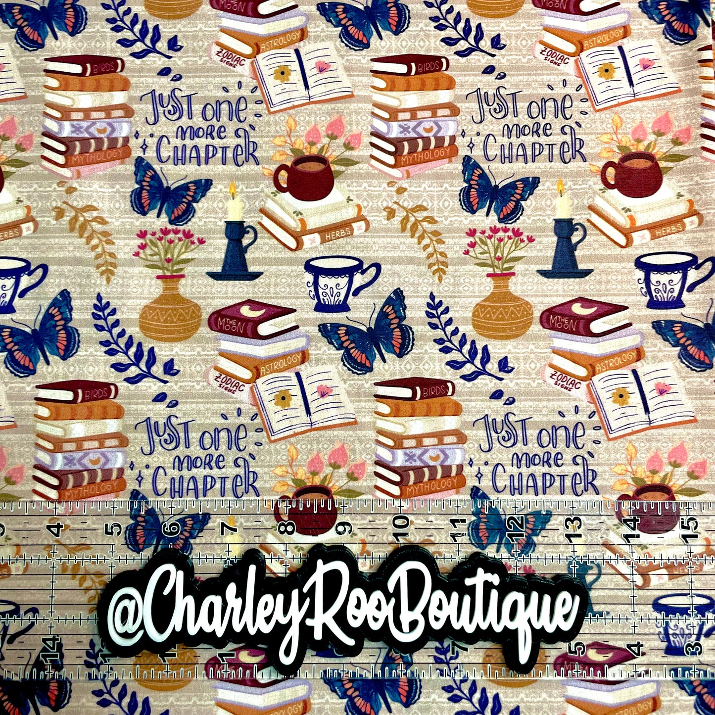 Exclusive, 9x14 Tumbler Cut, Custom Fabric, CW Cotton Woven, High Quality, Tumbler Fabric, Boho Book, Read, One More Chapter