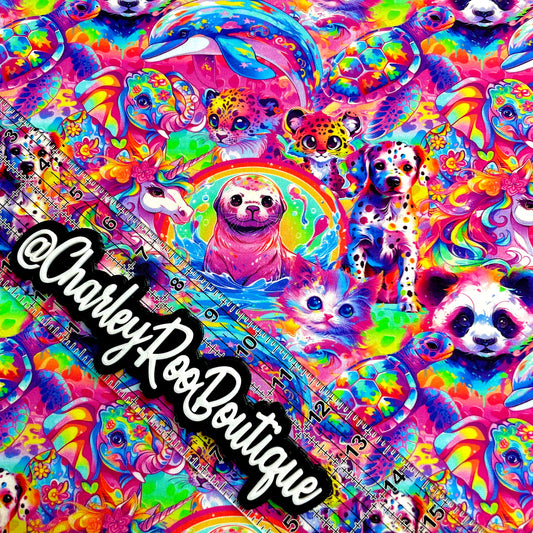 Exclusive, 9x14 Tumbler Cut, Custom Fabric, CottonSpandex, High Quality, Tumbler Fabric, 90s, Animals, Leopard, LisaFrank