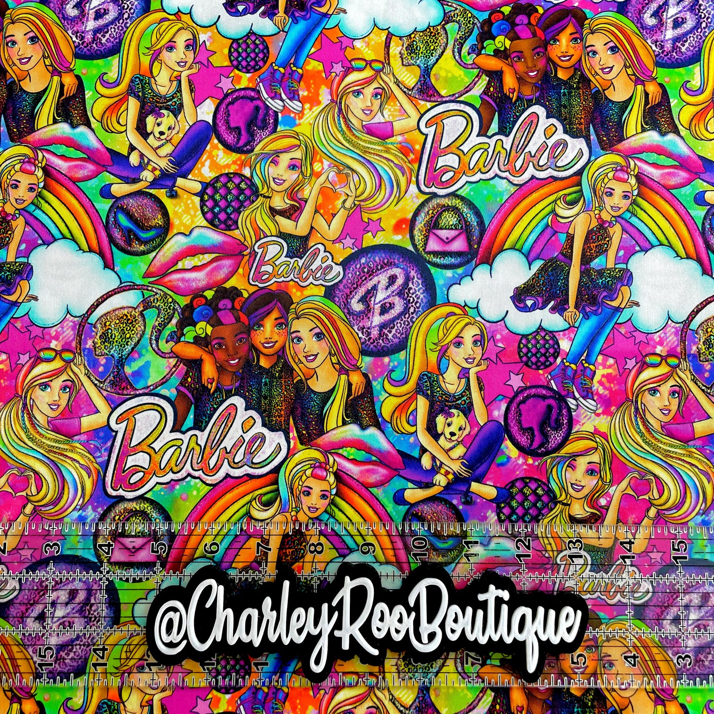 9x14 Tumbler Cut, Custom Fabric, CW Cotton Woven, High Quality, Tumbler Fabric, Rainbow Barbie