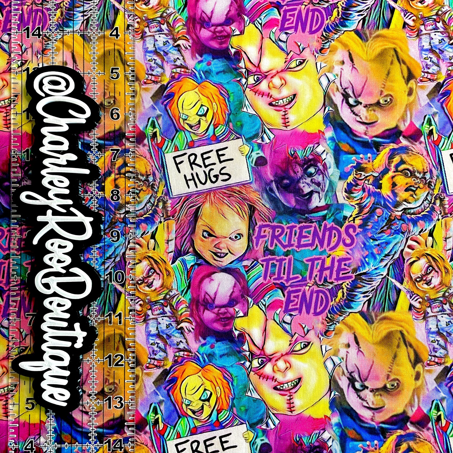 9x14 Tumbler Cut, Custom Fabric, CW Cotton Woven, High Quality, Mask Cut, Tumbler Fabric, Pastel Neon Chucky