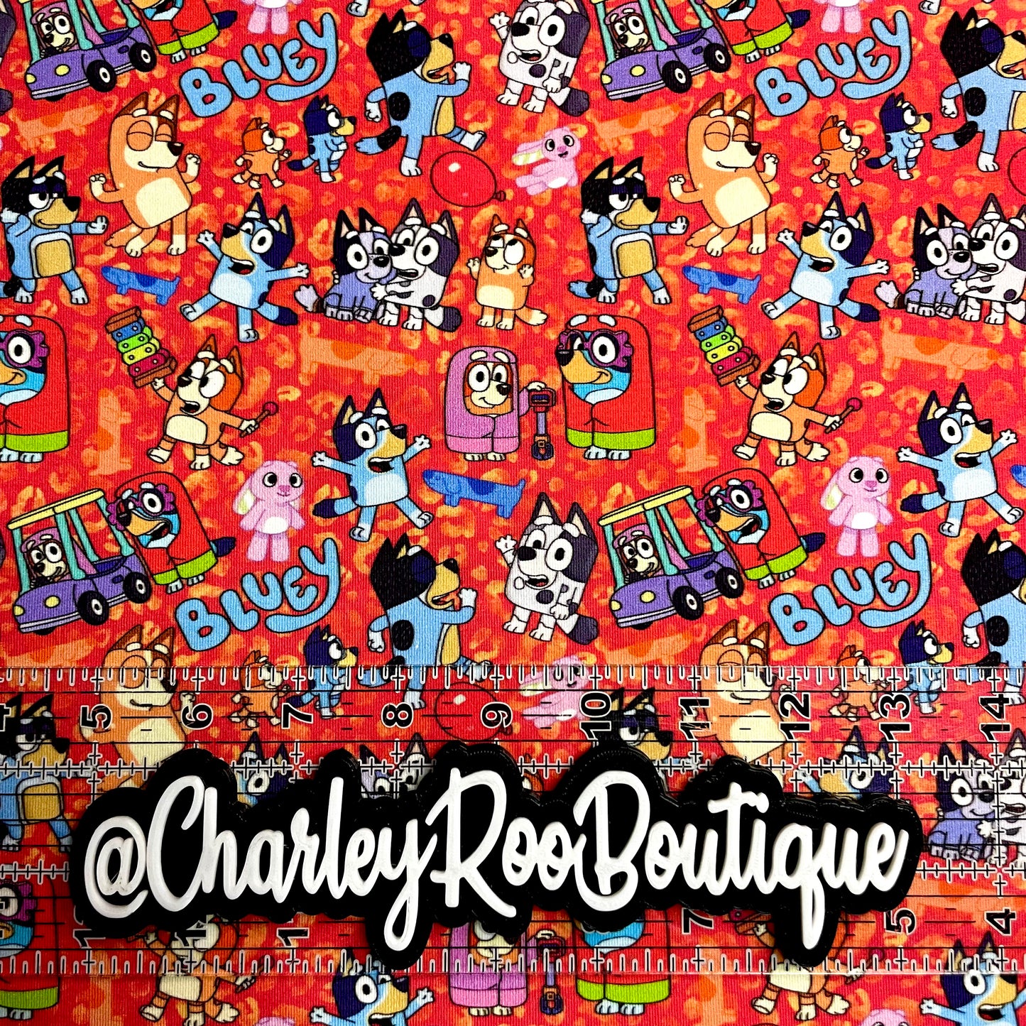 Exclusive, 9x14 Tumbler Cut, Custom Fabric, CottonSpandex, High Quality, Tumbler Fabric, CRB, Long Dog, Bluey Fire Leopard