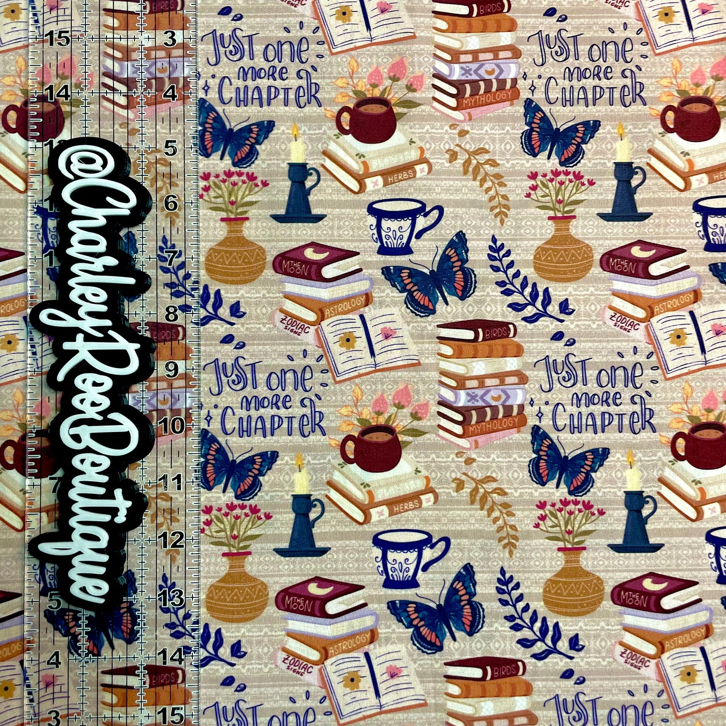 Exclusive, 9x14 Tumbler Cut, Custom Fabric, CW Cotton Woven, High Quality, Tumbler Fabric, Boho Book, Read, One More Chapter