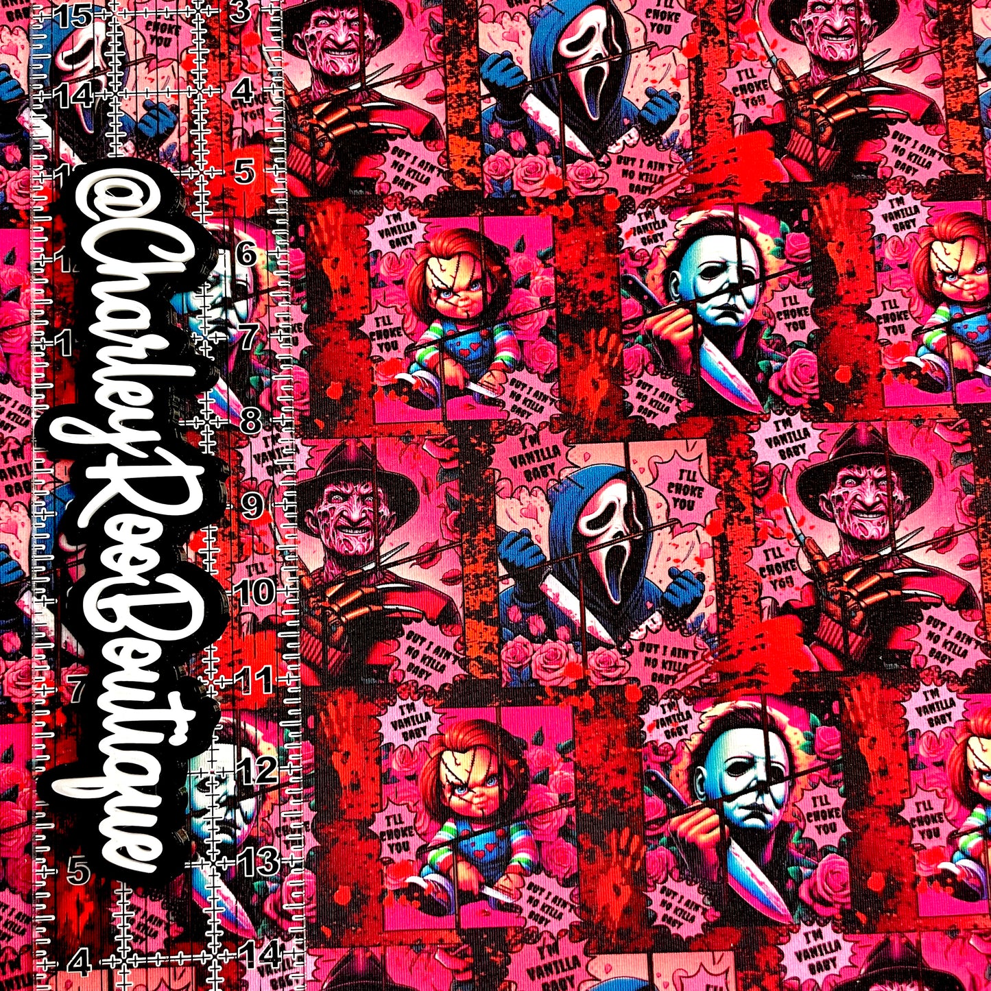 Exclusive, 9x14 Tumbler Cut, Custom Fabric, CottonSpandex, High Quality, Tumbler Fabric, Horror, Vanilla Baby, Full Color