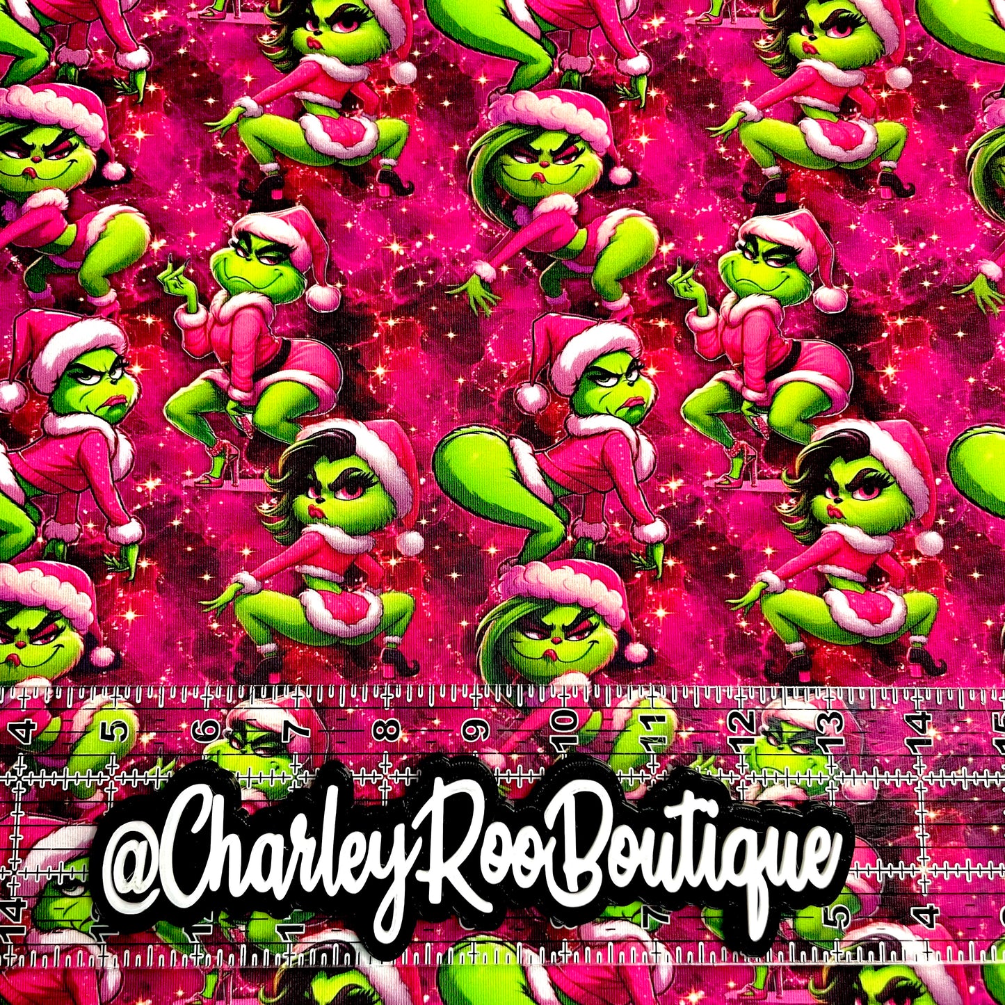 Exclusive, 9x14 Tumbler Cut, Custom Fabric, CottonSpandex, High Quality, Tumbler Fabric, Bougie Grinch Girl, No Words