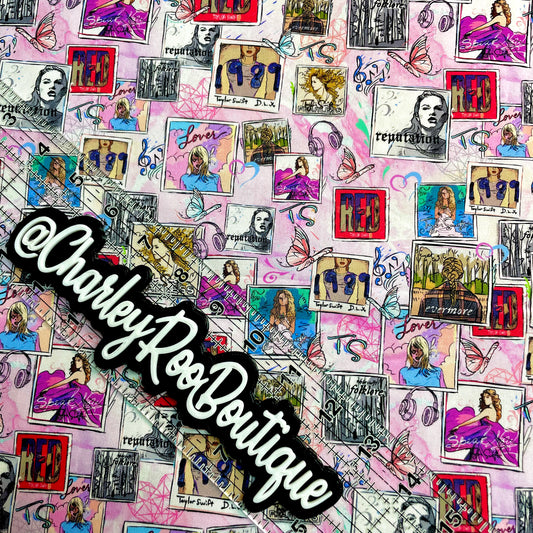 9x14 Tumbler Cut, Custom Fabric, CW Cotton Woven, High Quality, Tumbler Fabric, Swiftie, Artistic TSwift Records