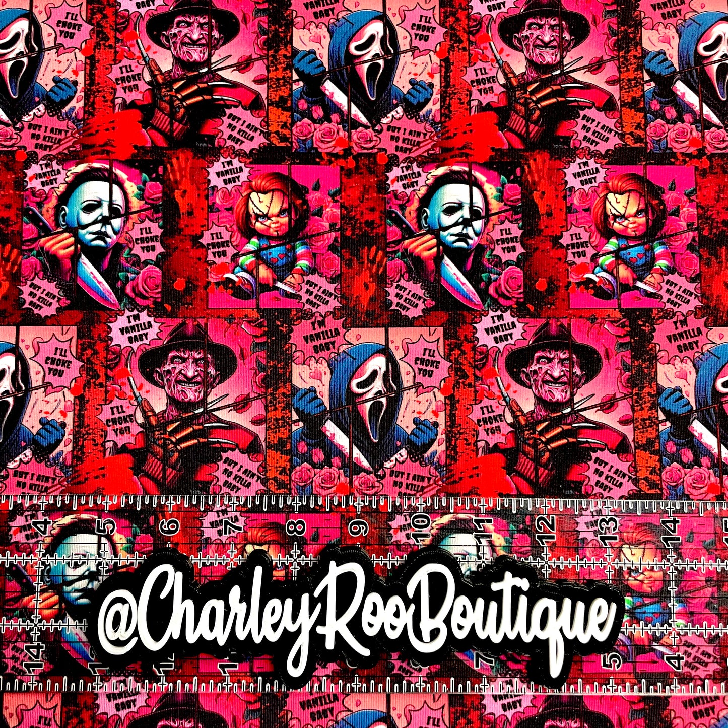 Exclusive, 9x14 Tumbler Cut, Custom Fabric, CottonSpandex, High Quality, Tumbler Fabric, Horror, Vanilla Baby, Full Color