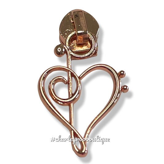 Zipper Pull, Treble Clef, Rose Gold