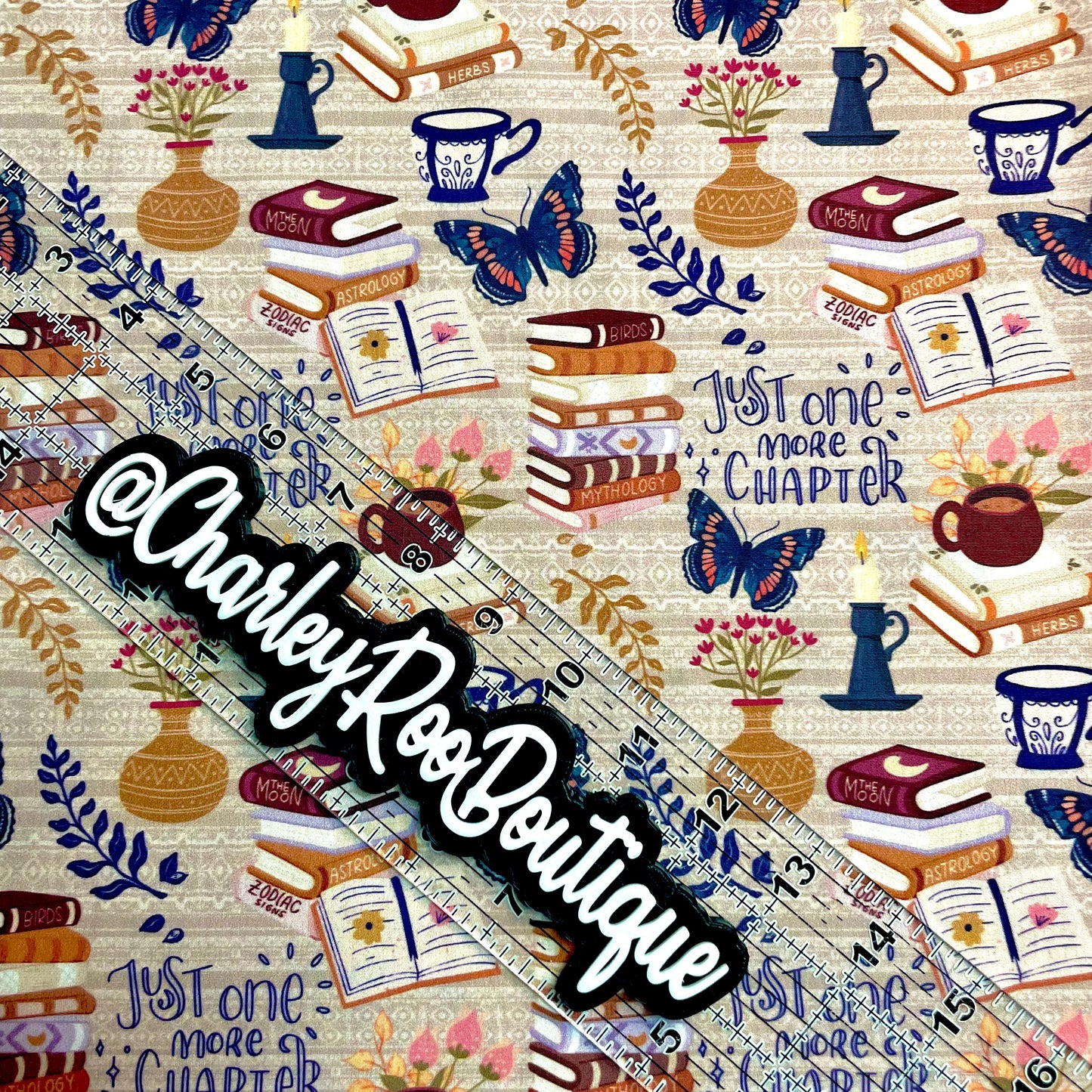 Exclusive, 9x14 Tumbler Cut, Custom Fabric, CW Cotton Woven, High Quality, Tumbler Fabric, Boho Book, Read, One More Chapter