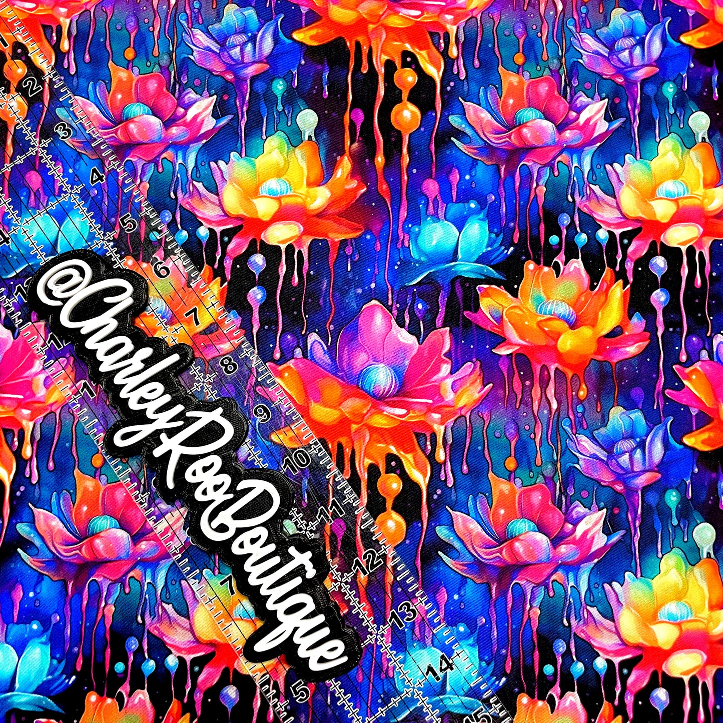 9x14 Tumbler Cut, Custom CW Cotton Woven, High Quality, Tumbler Fabric, Watercolor Floral Drip
