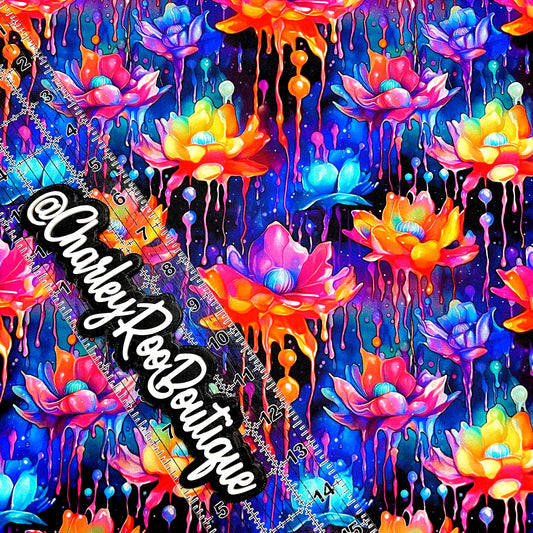 9x14 Tumbler Cut, Custom CW Cotton Woven, High Quality, Tumbler Fabric, Watercolor Floral Drip