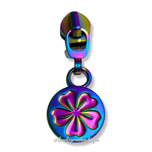 Zipper Pull, Circle Flower, Matte Rainbow