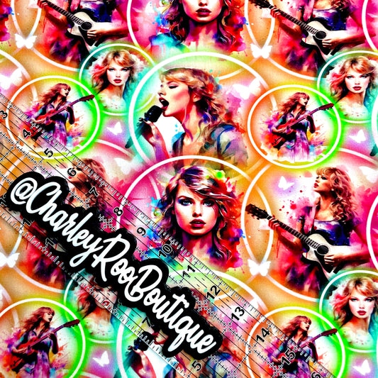 Exclusive, 9x14 Tumbler Cut, Custom Fabric, CottonSpandex, High Quality, Tumbler Fabric, Swiftie, Neon TSwift Frames