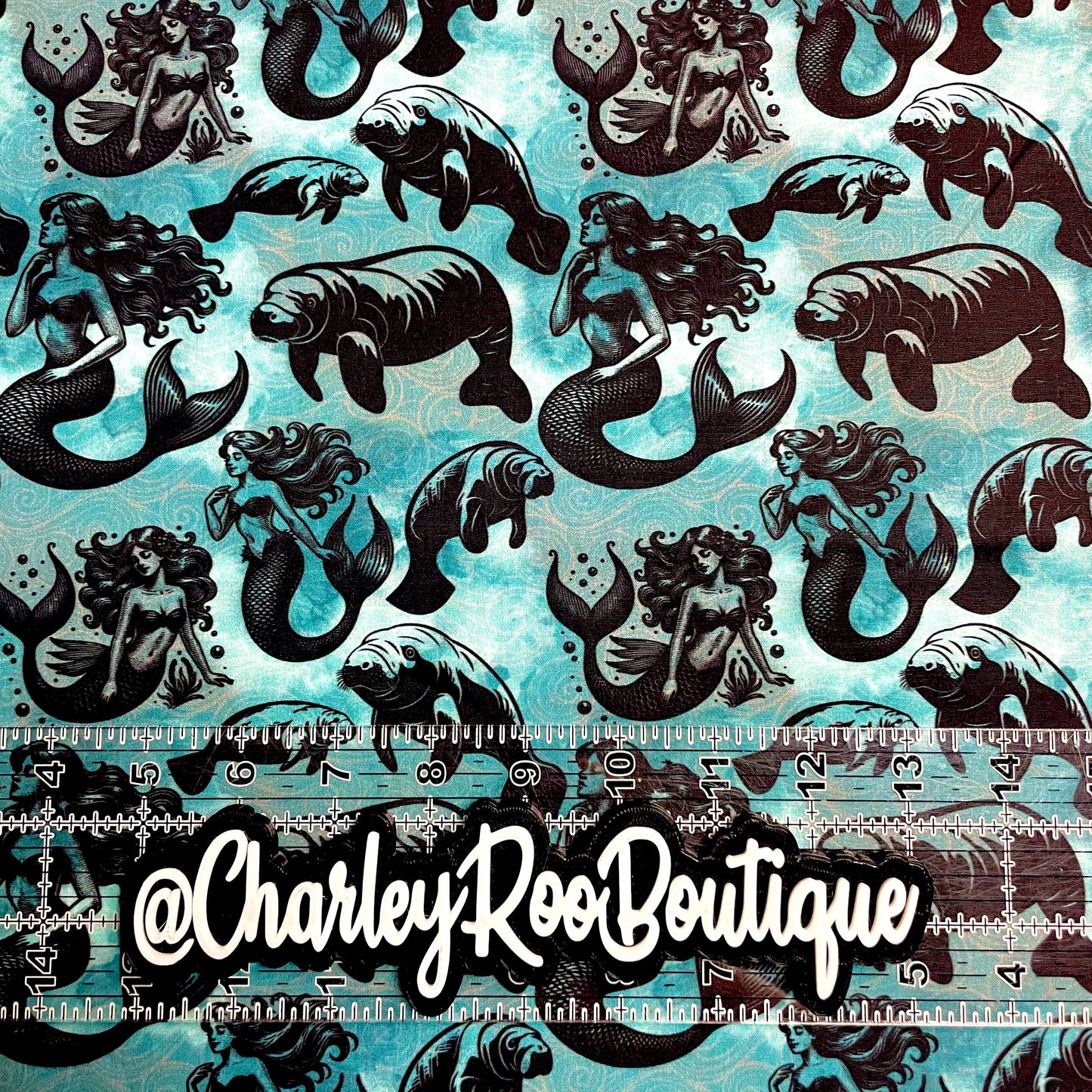 Exclusive, 9x14 Tumbler Cut, Custom Fabric, CW Cotton Woven, High Quality, Tumbler Fabric, Mermaids & Manatees