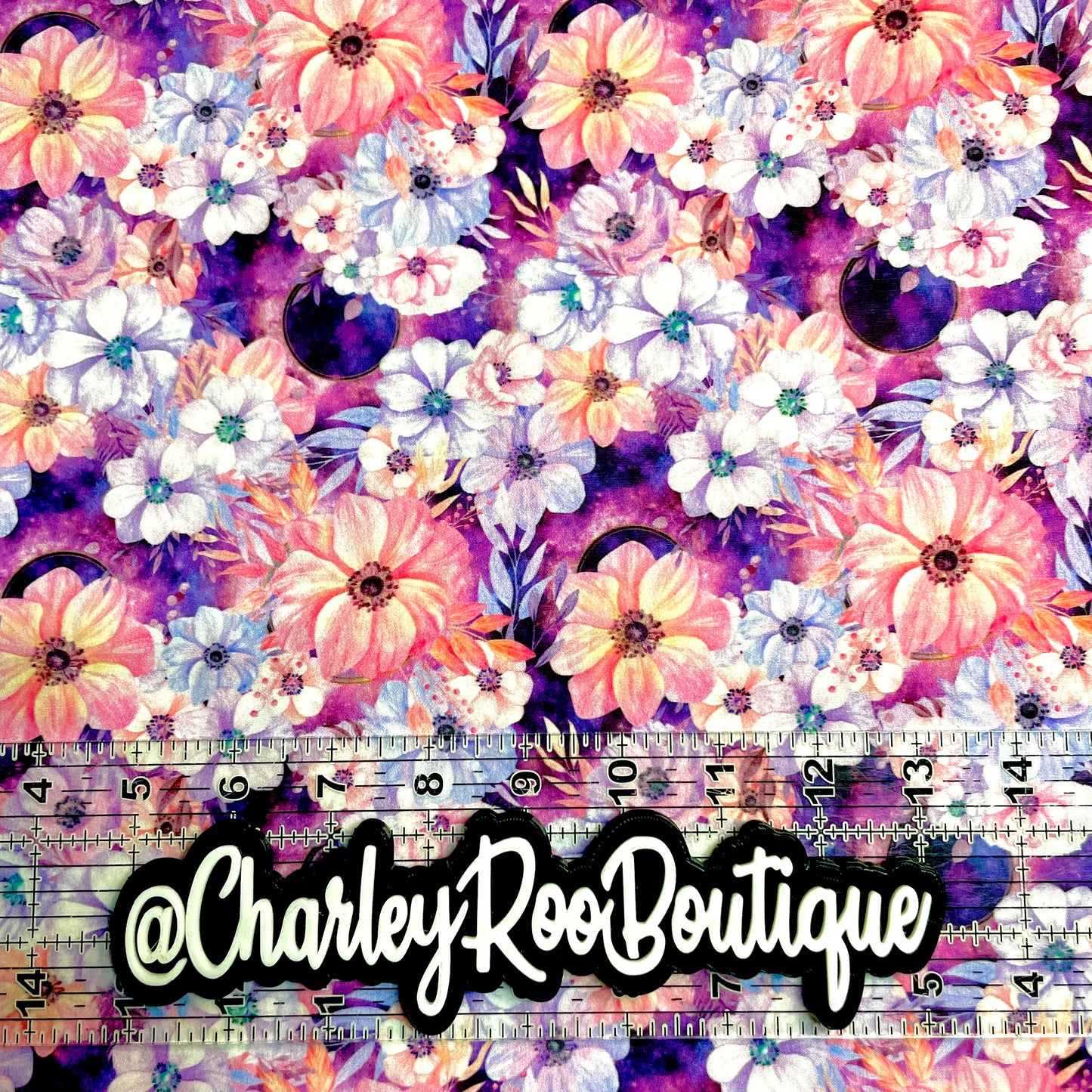 Exclusive, 9x14 Tumbler Cut, Custom Fabric, CW Cotton Woven, High Quality, Tumbler Fabric, Purple Floral, Galaxy, Elipse