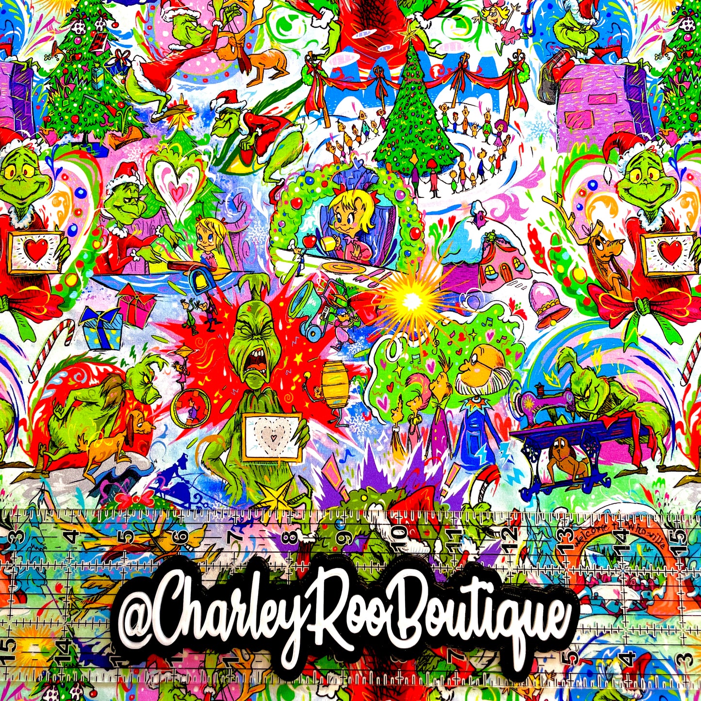 9x14 Tumbler Cut, Custom Fabric, CottonSpandex, High Quality, Mask Cut, Tumbler Fabric, Christmas, Xmas, Grinch, Artistic, Colorful