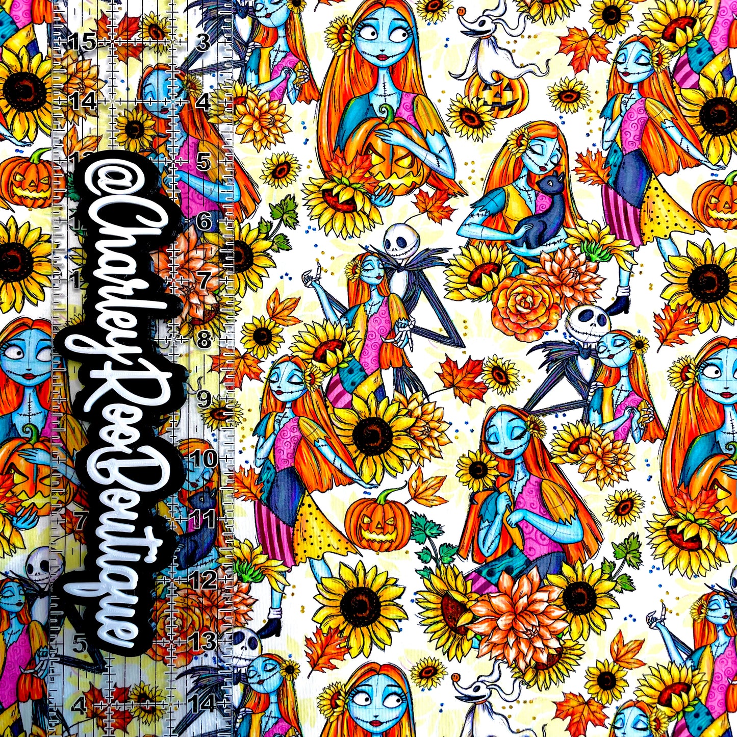 9x14 Tumbler Cut, Custom Fabric, CottonSpandex, High Quality, Mask Cut, Tumbler Fabric, Halloween, Fall, Sally, Sunflower NBC