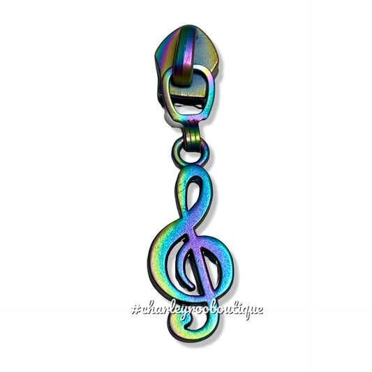 Zipper Pull, Music Note, Matte Rainbow