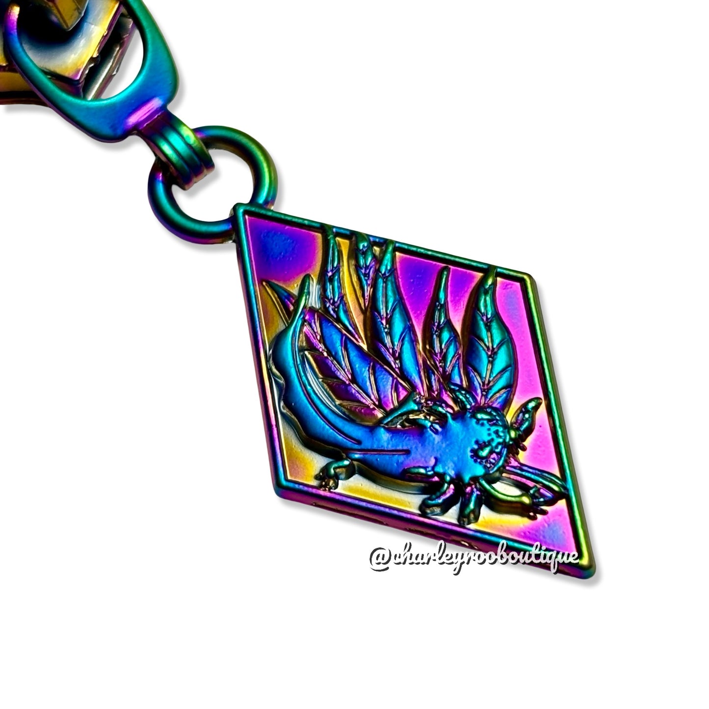 Zipper Pull, Axolotl, Matte Rainbow