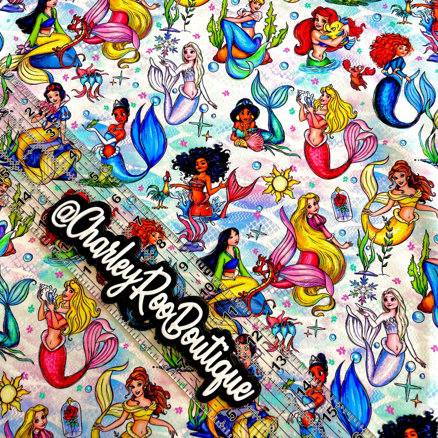 9x14 Tumbler Cut, Custom Fabric, CottonSpandex, High Quality, Mask Cut, Tumbler Fabric, Mermaid Princesses