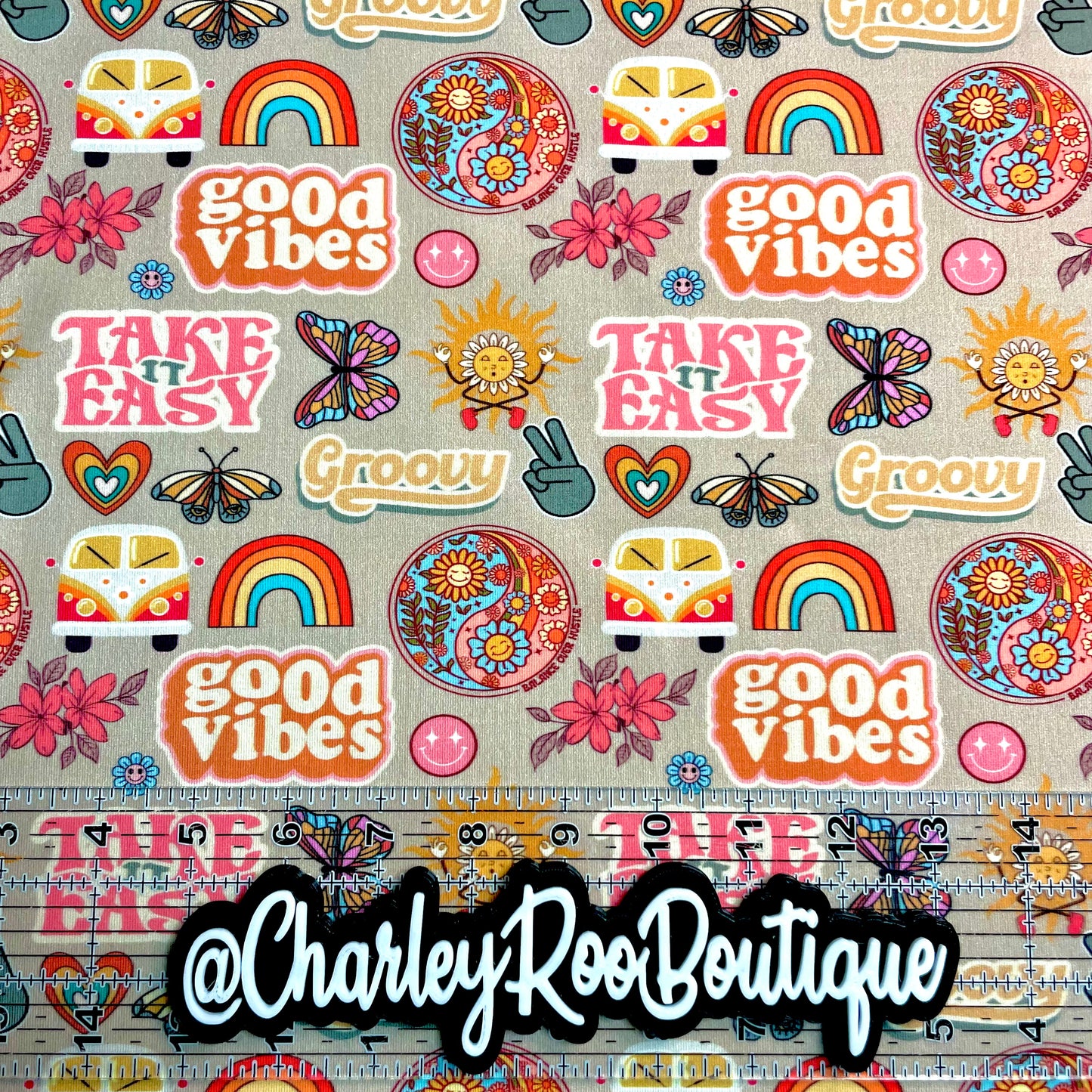 Exclusive, 9x14 Tumbler Cut, Custom Fabric, CottonSpandex, High Quality, Tumbler Fabric, Retro, Be Happy, Good Vibes