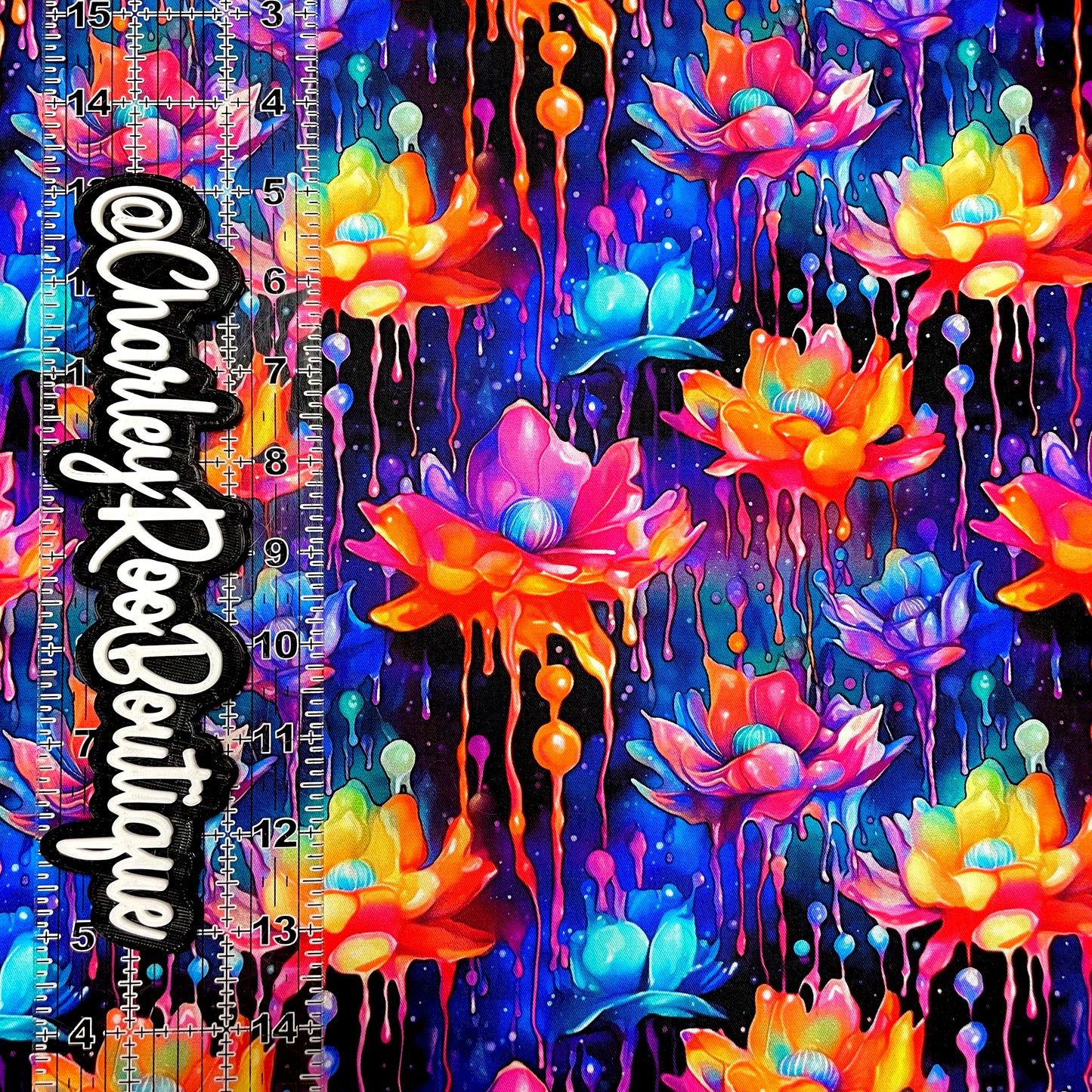 9x14 Tumbler Cut, Custom CW Cotton Woven, High Quality, Tumbler Fabric, Watercolor Floral Drip