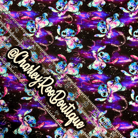 9x14 Tumbler Cut, Custom Fabric, CottonSpandex, High Quality, Mask Cut, Tumbler Fabric, Disney, Stitch, Black, Galaxy, Toss