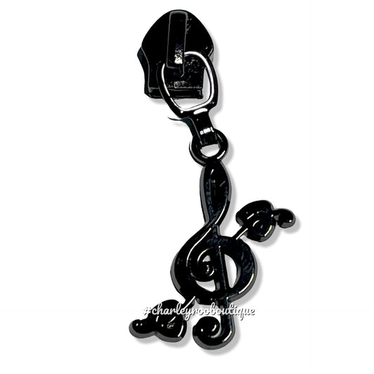Zipper Pull, Treble Clef, Music, Gunmetal