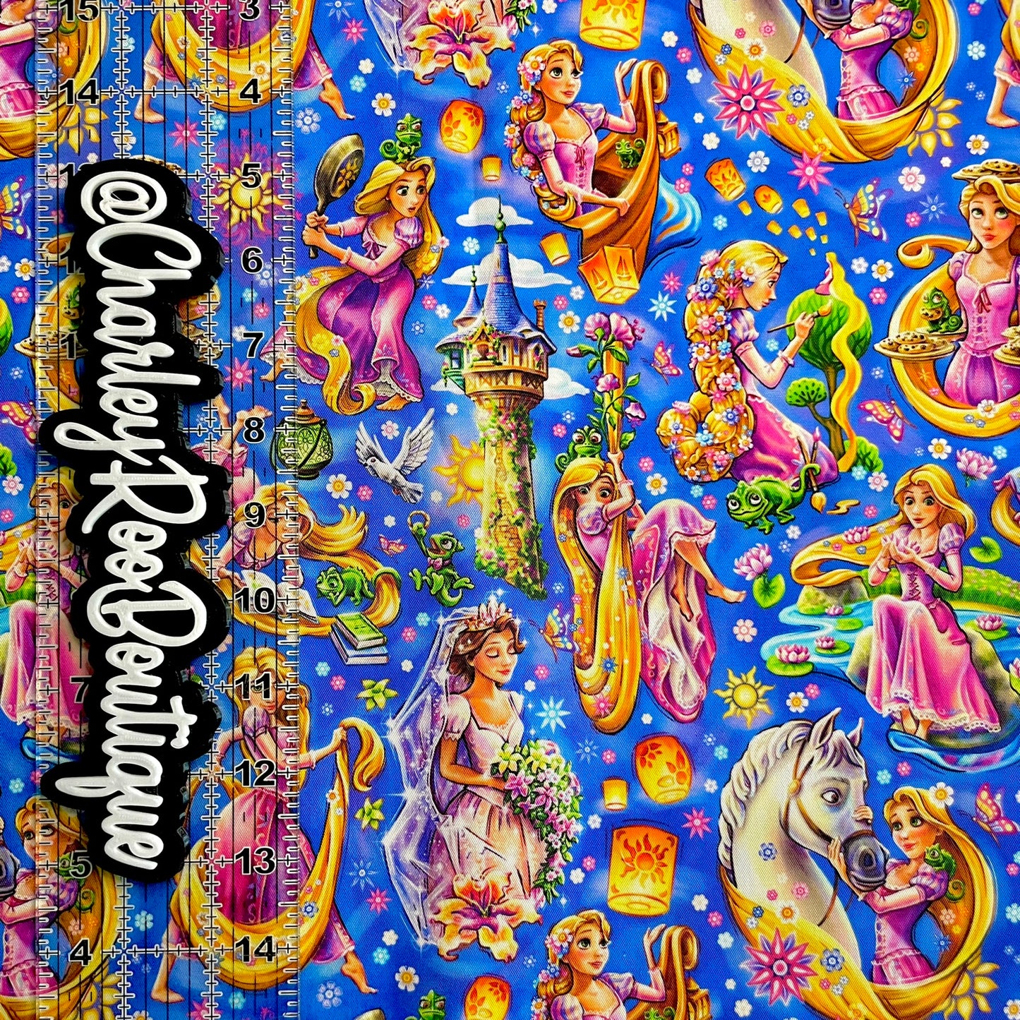 9x14 Tumbler Cut, Custom Fabric, CW Cotton Woven, High Quality, Tumbler Fabric, Dusty Blue Rapunzel, Tangled