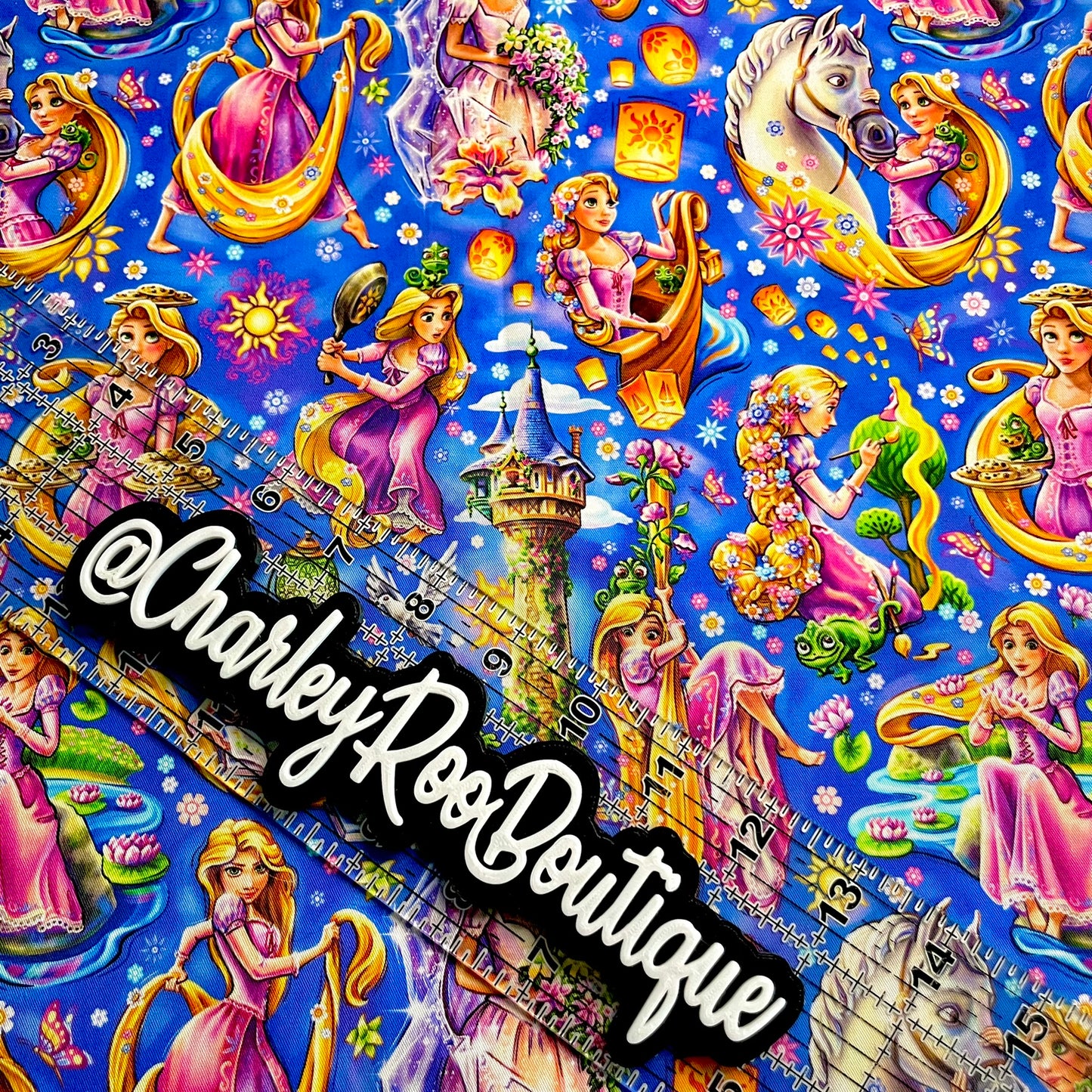 9x14 Tumbler Cut, Custom Fabric, CW Cotton Woven, High Quality, Tumbler Fabric, Dusty Blue Rapunzel, Tangled