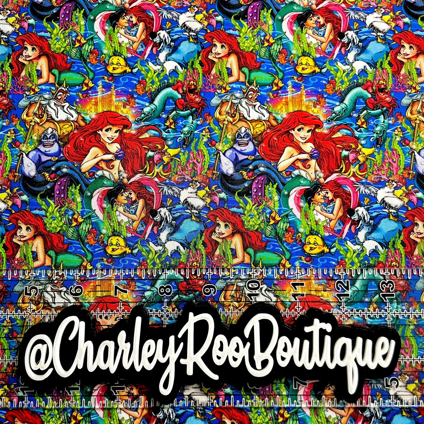 9x14 Tumbler Cut, Custom Fabric, CW Cotton Woven, High Quality, Tumbler Fabric, Ariel, Mermaid, Dinglehopper, Small Scale