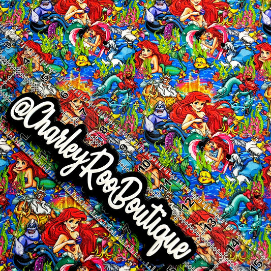 9x14 Tumbler Cut, Custom Fabric, CW Cotton Woven, High Quality, Tumbler Fabric, Ariel, Mermaid, Dinglehopper, Small Scale