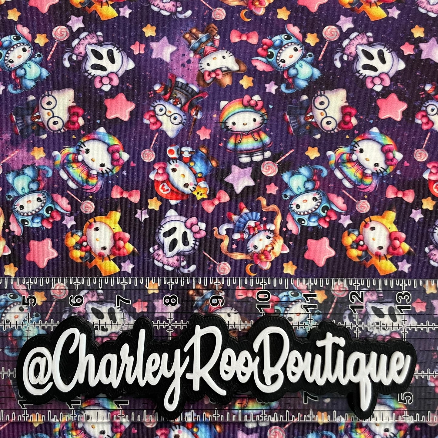 Exclusive, 9x14 Tumbler Cut, Custom Fabric, CottonSpandex, High Quality, Tumbler Cut, Halloween, Hello Kitty Purple, Costumes