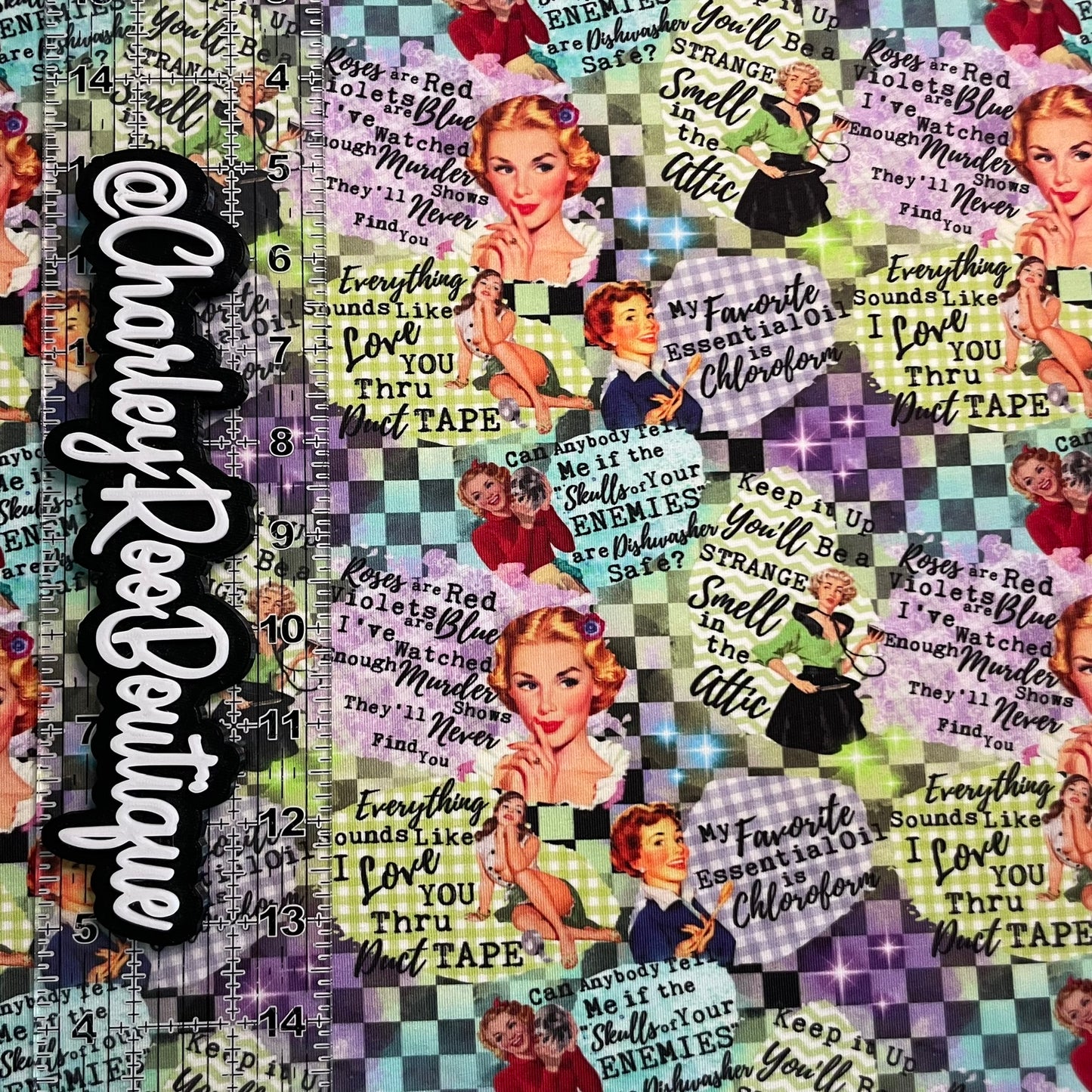 Exclusive, 9x14 Tumbler Cut, Custom Fabric, CottonSpandex, High Quality, Tumbler Cut, Retro Housewives, Naughty, Killer