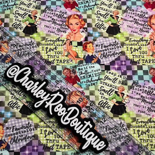 Exclusive, 9x14 Tumbler Cut, Custom Fabric, CottonSpandex, High Quality, Tumbler Cut, Retro Housewives, Naughty, Killer
